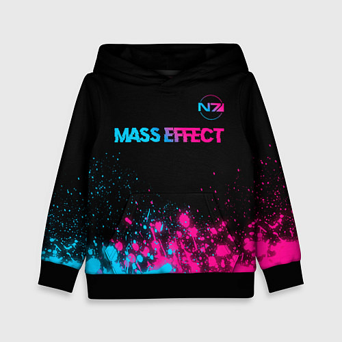 Детская толстовка Mass Effect - neon gradient: символ сверху / 3D-Черный – фото 1