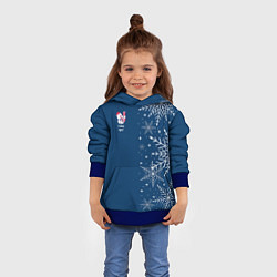 Толстовка-худи детская Новогодние снеговики, цвет: 3D-синий — фото 2