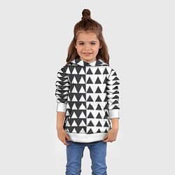 Толстовка-худи детская Черно-белые треугольники паттерн, цвет: 3D-белый — фото 2