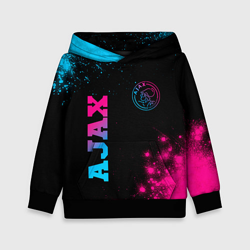 Детская толстовка Ajax - neon gradient: надпись, символ / 3D-Черный – фото 1