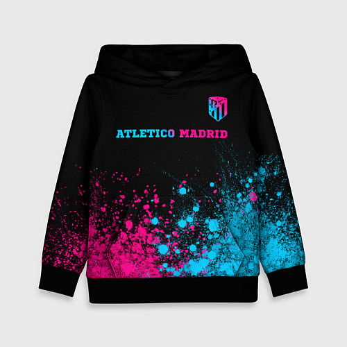 Детская толстовка Atletico Madrid - neon gradient: символ сверху / 3D-Черный – фото 1