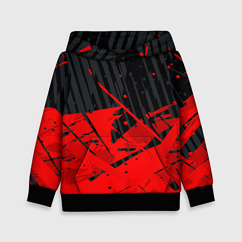 Детская толстовка Красные брызги на черном фоне / 3D-Черный – фото 1