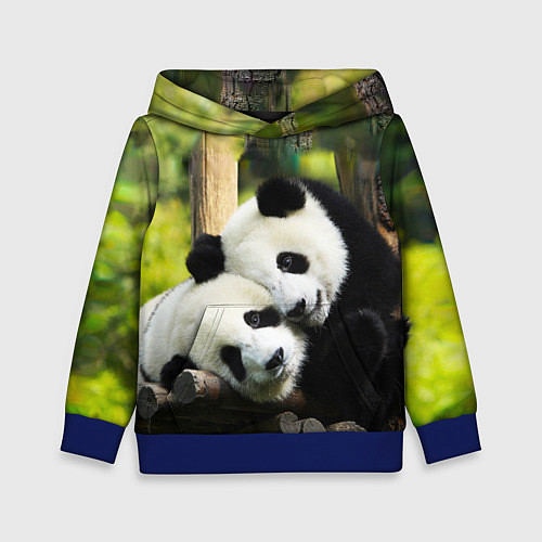 Детская толстовка Влюблённые панды / 3D-Синий – фото 1