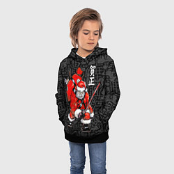 Толстовка-худи детская Santa Claus Samurai, цвет: 3D-черный — фото 2