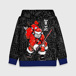 Толстовка-худи детская Santa Claus Samurai, цвет: 3D-синий