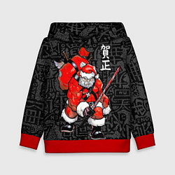Толстовка-худи детская Santa Claus Samurai, цвет: 3D-красный