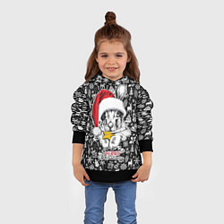 Толстовка-худи детская Merry Christmas! Rabbit with cookies, цвет: 3D-черный — фото 2