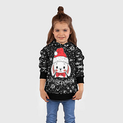 Толстовка-худи детская Merry Christmas, cute rabbit, цвет: 3D-черный — фото 2