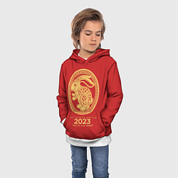 Толстовка-худи детская Happy chinese New Year - 2023 year of the rabbit, цвет: 3D-белый — фото 2