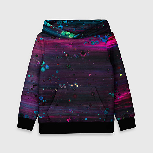 Детская толстовка Фиолетовые абстрактные волны и камни / 3D-Черный – фото 1