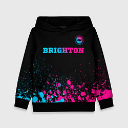 Толстовка-худи детская Brighton - neon gradient: символ сверху, цвет: 3D-черный