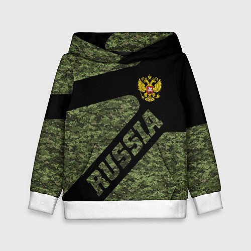 Детская толстовка Камуфляж - RUSSIA / 3D-Белый – фото 1