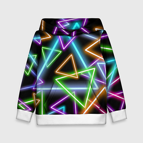Детская толстовка Неоновые треугольники - текстура / 3D-Белый – фото 1
