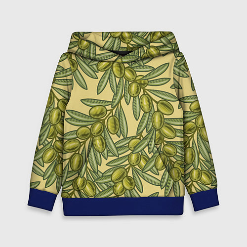 Детская толстовка Винтажные ветви оливок / 3D-Синий – фото 1