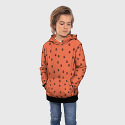 Толстовка-худи детская Лапки на рыжем, цвет: 3D-черный — фото 2