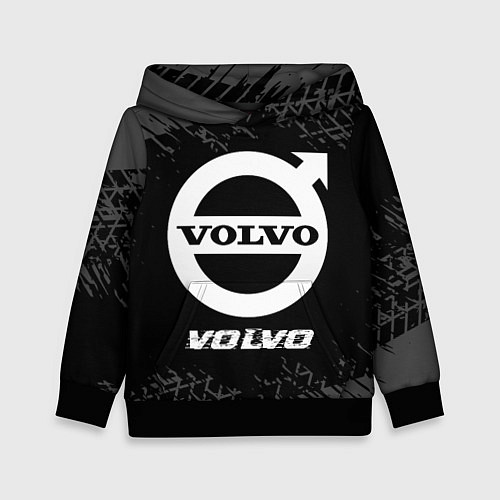 Детская толстовка Volvo speed на темном фоне со следами шин / 3D-Черный – фото 1