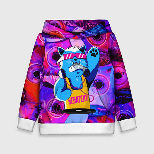Детская толстовка DJ Scratchy in pink glasses / 3D-Белый – фото 1