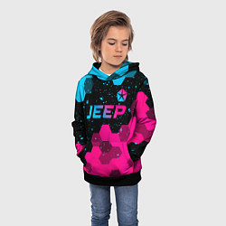 Толстовка-худи детская Jeep - neon gradient: символ сверху, цвет: 3D-черный — фото 2