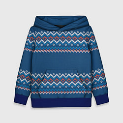 Толстовка-худи детская Вязанный синий стиль, цвет: 3D-синий