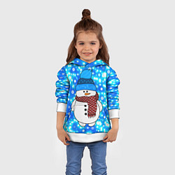 Толстовка-худи детская Снеговик в шапке, цвет: 3D-белый — фото 2