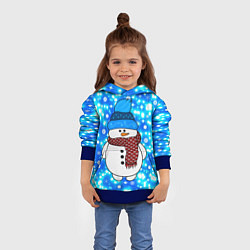 Толстовка-худи детская Снеговик в шапке, цвет: 3D-синий — фото 2