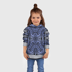 Толстовка-худи детская Ажурный модный кружевной синий узор, цвет: 3D-меланж — фото 2