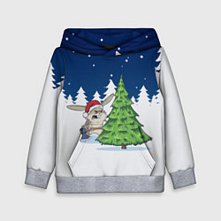 Толстовка-худи детская Злой кролик и ёлка - 2023, цвет: 3D-меланж