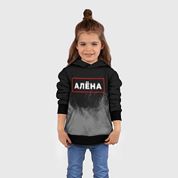 Толстовка-худи детская Алёна - в красной рамке на темном, цвет: 3D-черный — фото 2