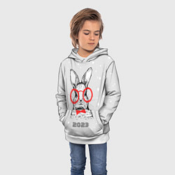 Толстовка-худи детская Снегопад и кролик 2023, цвет: 3D-белый — фото 2