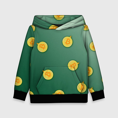 Детская толстовка Елочное украшение биткоин / 3D-Черный – фото 1