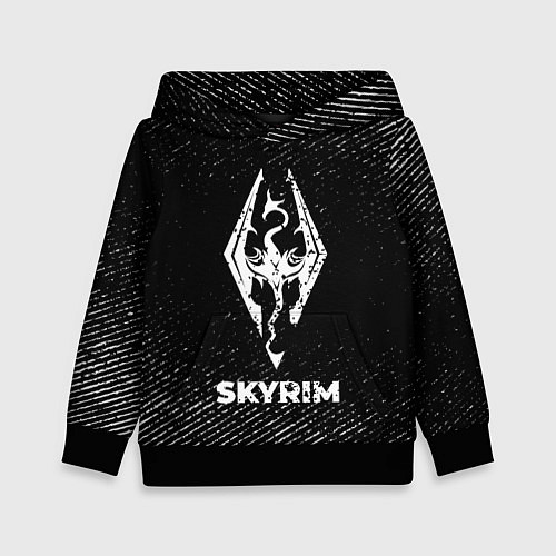 Детская толстовка Skyrim с потертостями на темном фоне / 3D-Черный – фото 1