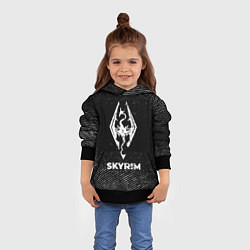 Толстовка-худи детская Skyrim с потертостями на темном фоне, цвет: 3D-черный — фото 2