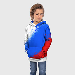 Толстовка-худи детская Флаг России - триколор, цвет: 3D-белый — фото 2