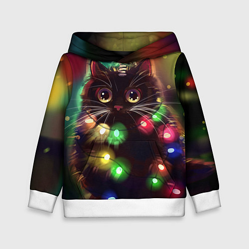 Детская толстовка Новый Год Кот / 3D-Белый – фото 1
