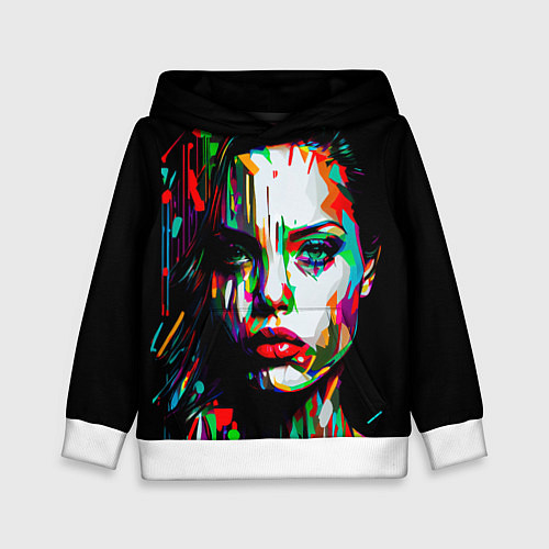 Детская толстовка Анджелина Джоли - поп-арт / 3D-Белый – фото 1