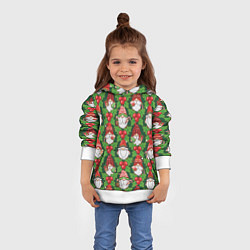 Толстовка-худи детская Новогодние гномы - паттерн, цвет: 3D-белый — фото 2