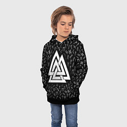 Толстовка-худи детская Valknut runes pattern, цвет: 3D-черный — фото 2