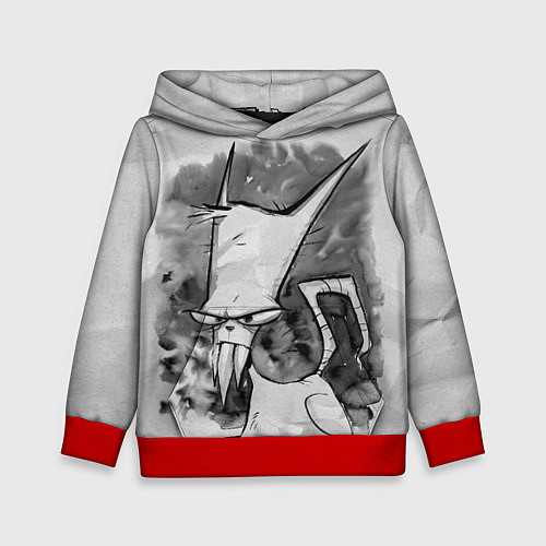 Детская толстовка Кот зловред - червяк джим / 3D-Красный – фото 1