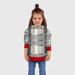 Толстовка-худи детская Металлические полосы - текстура алюминия, цвет: 3D-красный — фото 2