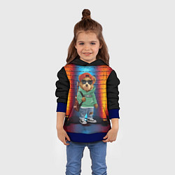 Толстовка-худи детская Мишка гитарист, цвет: 3D-синий — фото 2