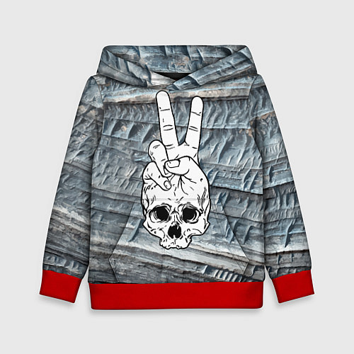 Детская толстовка Рука в виде черепа - жест / 3D-Красный – фото 1