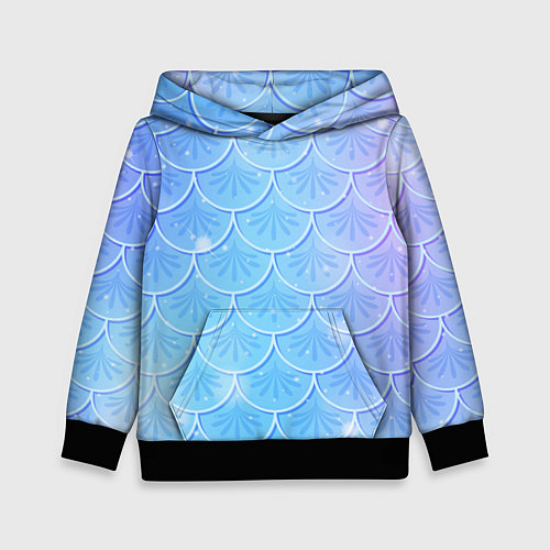 Детская толстовка Голубая чешуя русалки - паттерн / 3D-Черный – фото 1