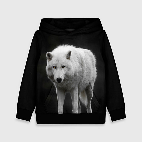 Детская толстовка Белый волк на темном фоне / 3D-Черный – фото 1