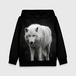 Детская толстовка Белый волк на темном фоне