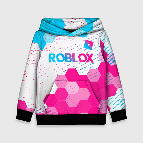 Детская толстовка Roblox neon gradient style: символ сверху / 3D-Черный – фото 1