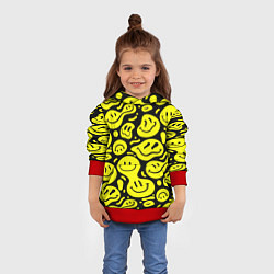 Толстовка-худи детская Кислотный желтый смайлик, цвет: 3D-красный — фото 2