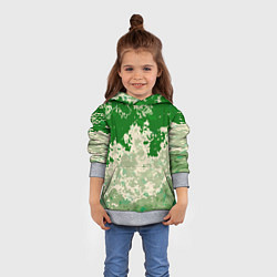 Толстовка-худи детская Абстракция в зелёных тонах, цвет: 3D-меланж — фото 2