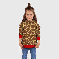 Толстовка-худи детская Текстура жирафа, цвет: 3D-красный — фото 2