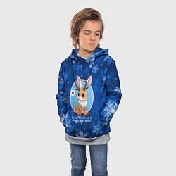 Толстовка-худи детская Кролик - символ нового года, цвет: 3D-меланж — фото 2