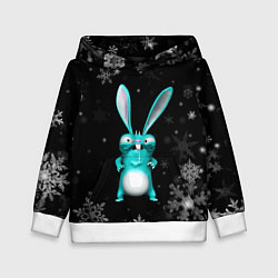 Толстовка-худи детская Cheeky rabbit celebrates the new year, цвет: 3D-белый